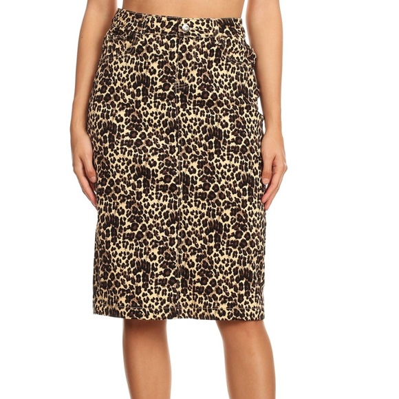 Leopard Print Pencil Skirt - Picture 1 of 2